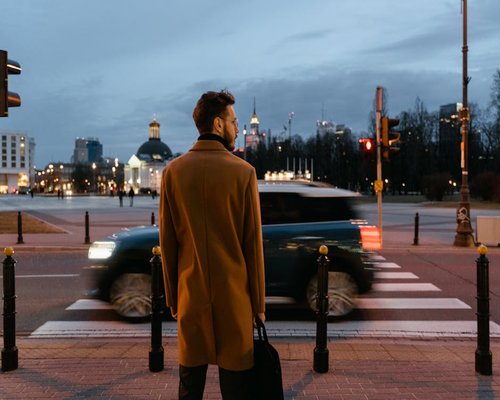 Urban commuter standing comfortably